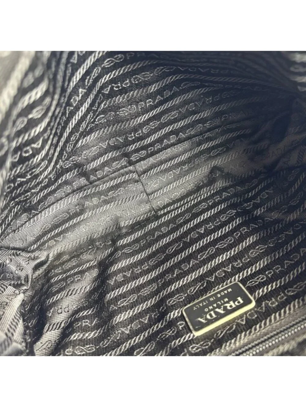 Prada Triangle Logo Mini Handbag Pouch Black Tessuto - Picture 11 of 13